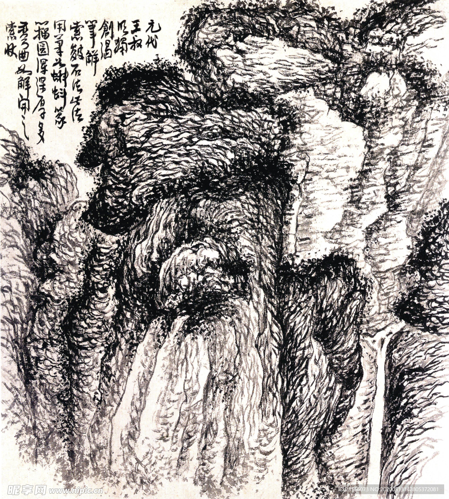 中国风线条白描国画