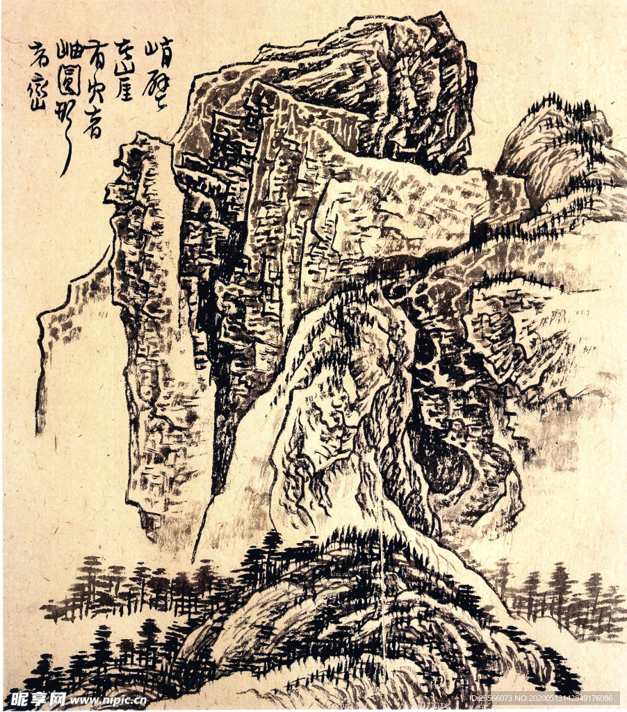 中国风线条白描国画