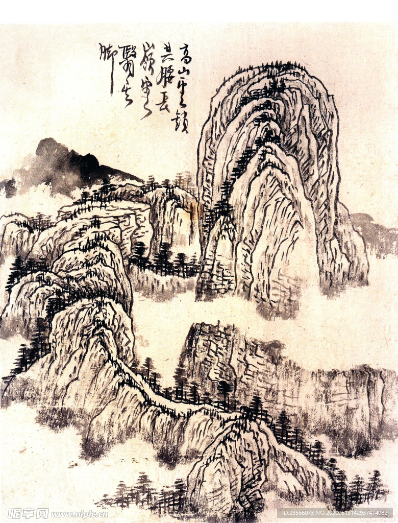 中国风线条白描国画