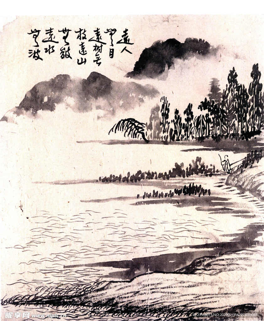 中国风线条白描国画