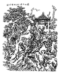 中国风线条白描国画