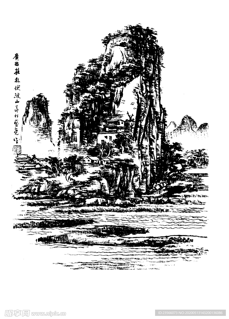 中国风线条白描国画