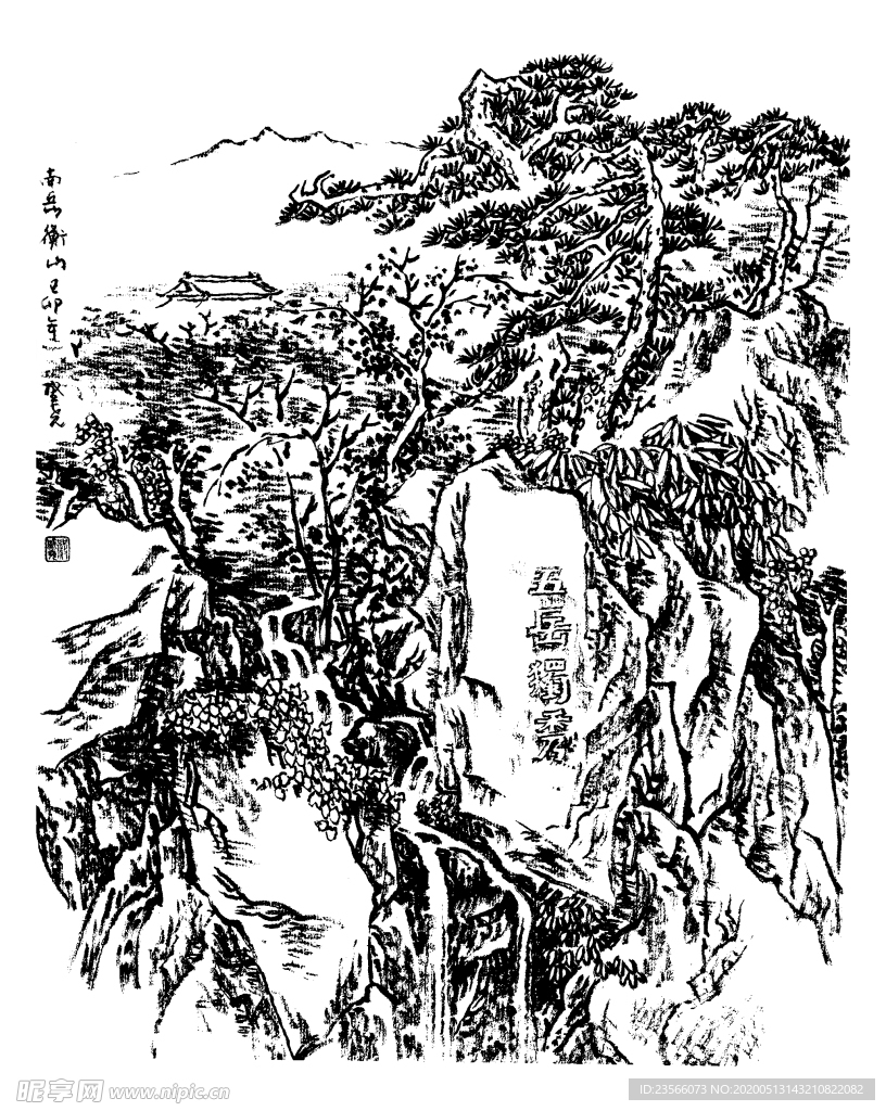 中国风线条白描国画