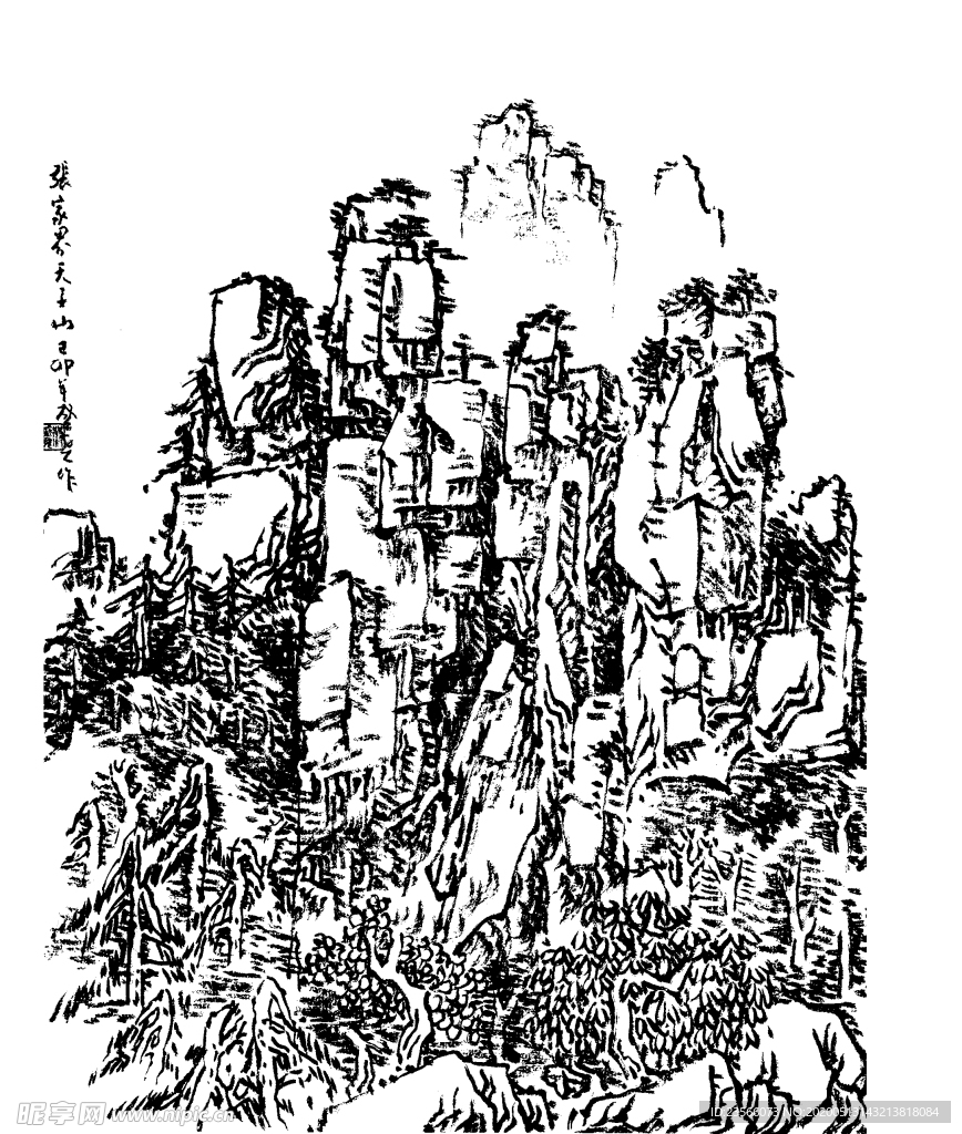 中国风线条白描国画