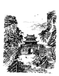 中国风线条白描国画