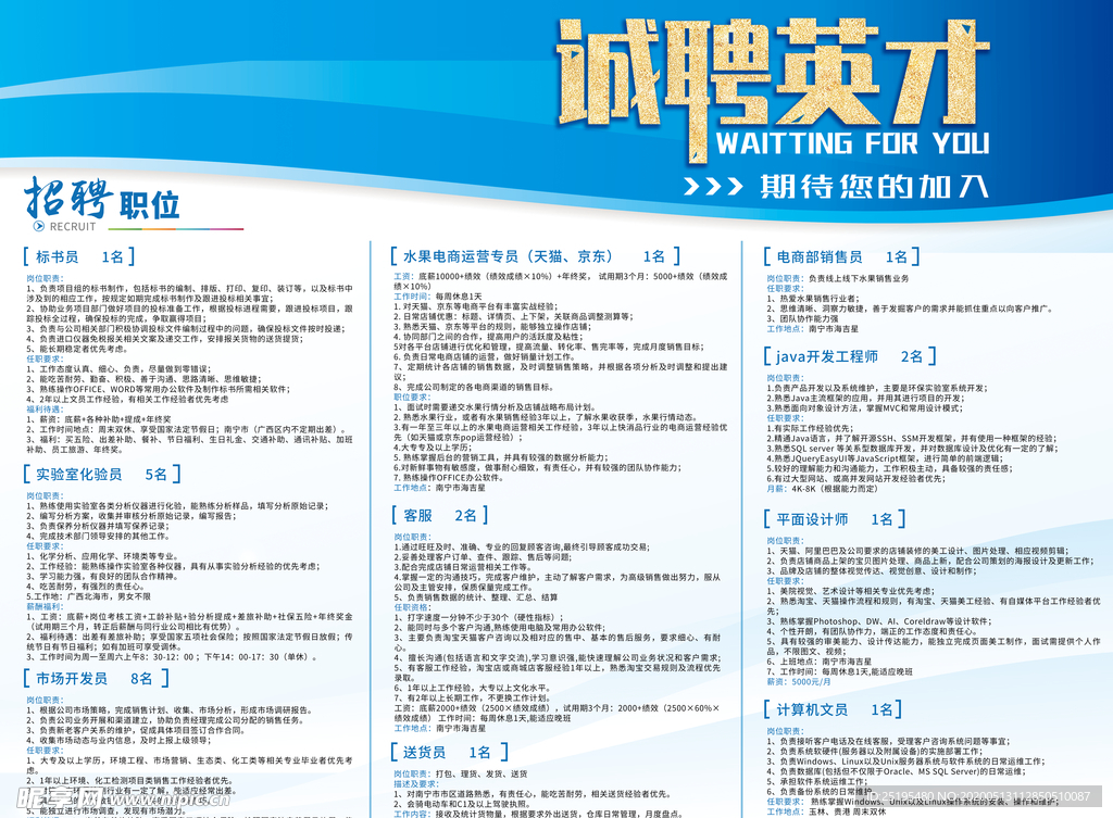 招聘海报  招聘展架
