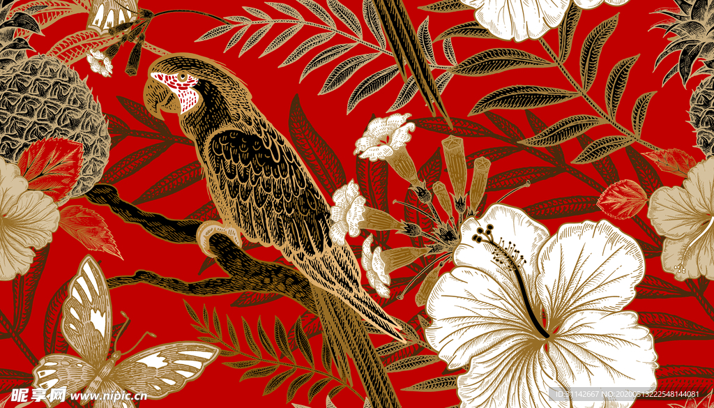 无缝花纹 鸟