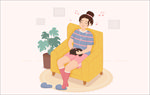 沙发上听歌女子