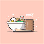 汉堡饮料面条创意插画
