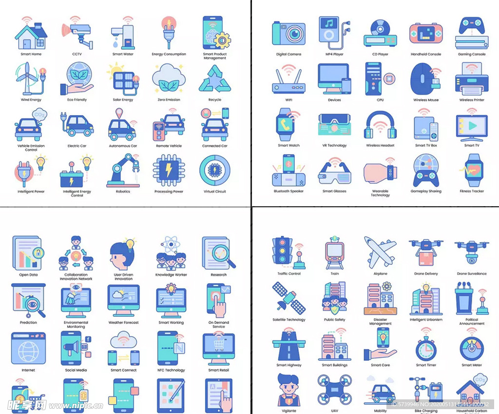 100个AI智能技术矢量图标