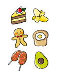 6组可爱卡通零食系列贴纸