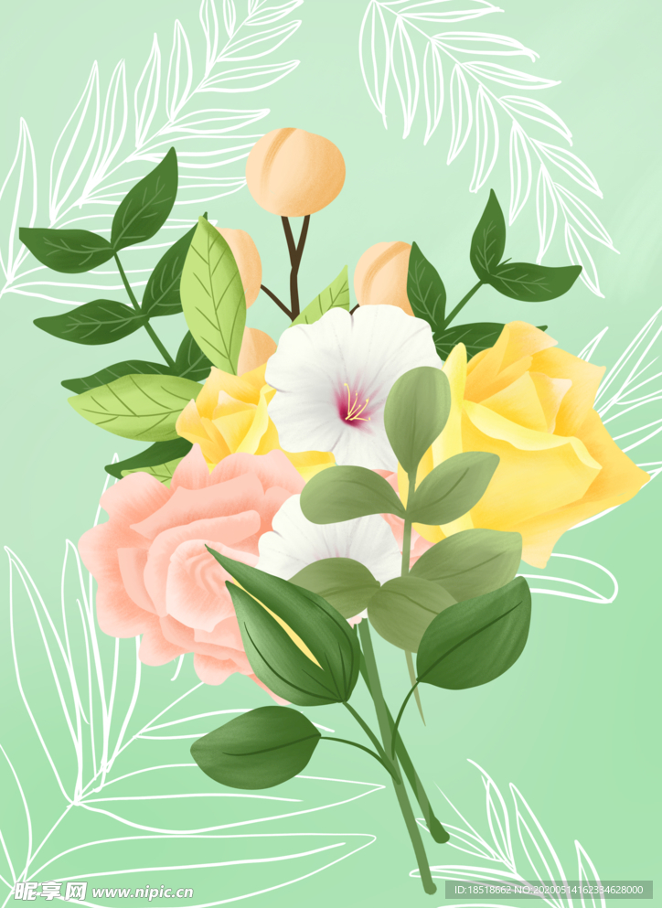 手绘花朵素材图