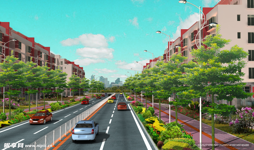 道路绿化 景观效果图