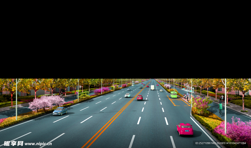 道路绿化 景观效果图
