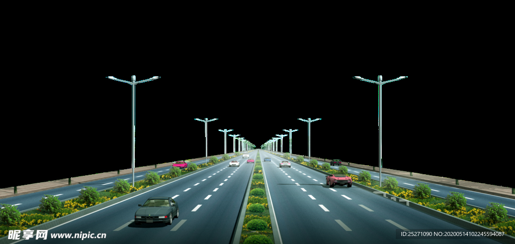 道路绿化 景观效果图