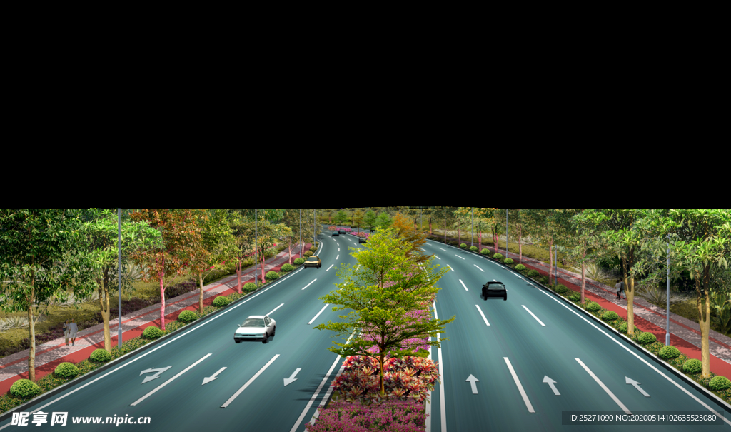 道路绿化 景观效果图