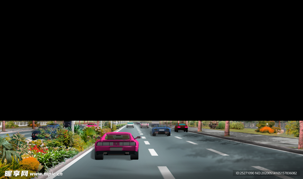 道路绿化 景观效果图