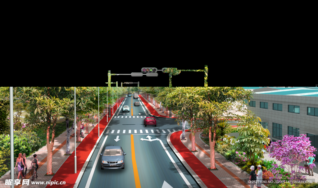 道路绿化 景观效果图