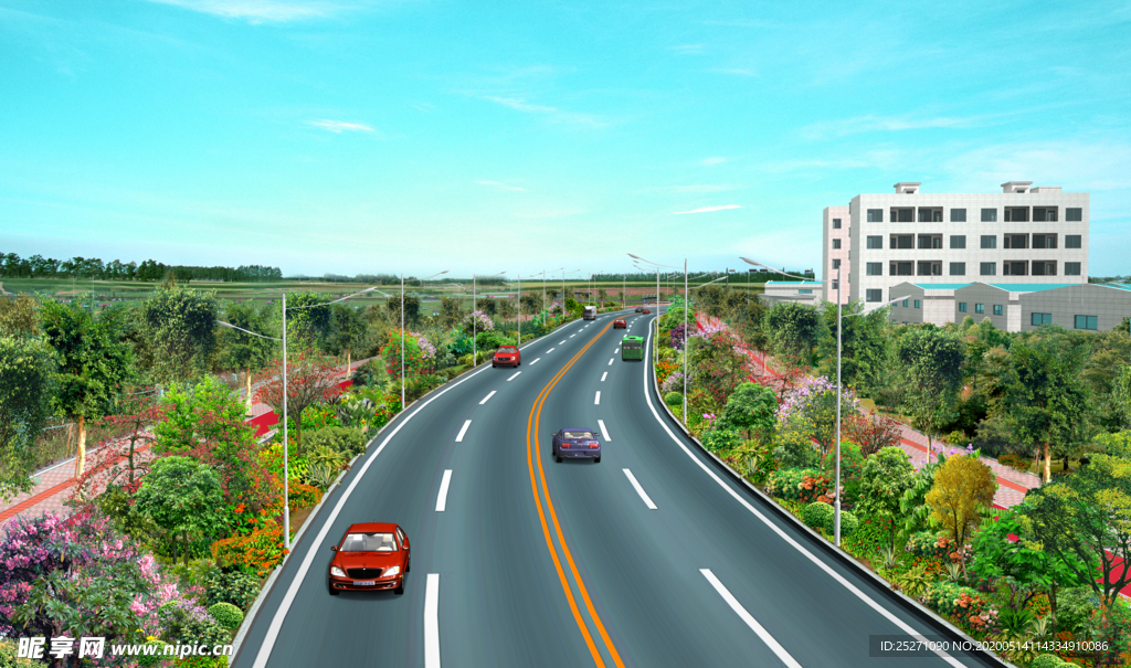 道路绿化 景观效果图