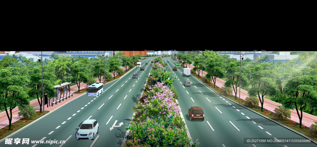 道路绿化 景观效果图