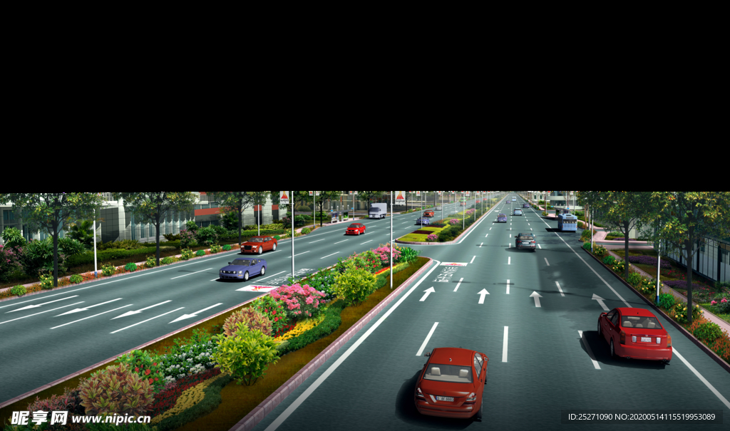 道路绿化 景观效果图