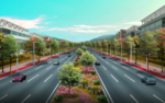 道路绿化 景观效果图
