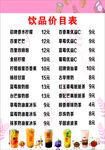 饮品价目表