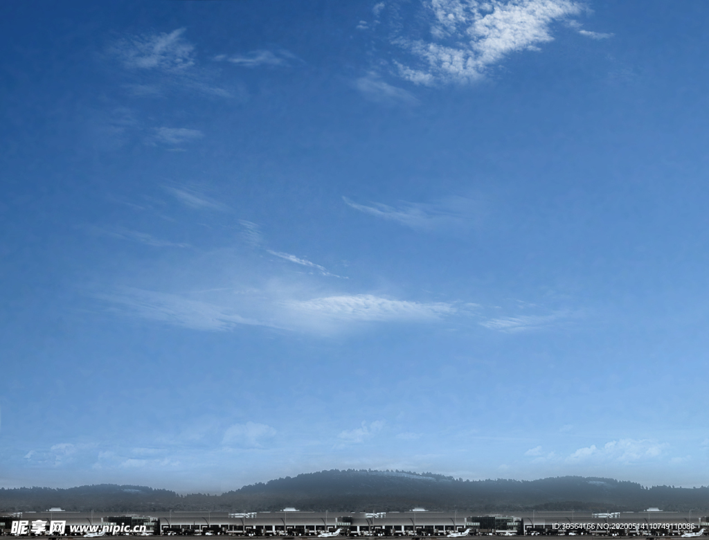 天空蓝色城市白云远景背景