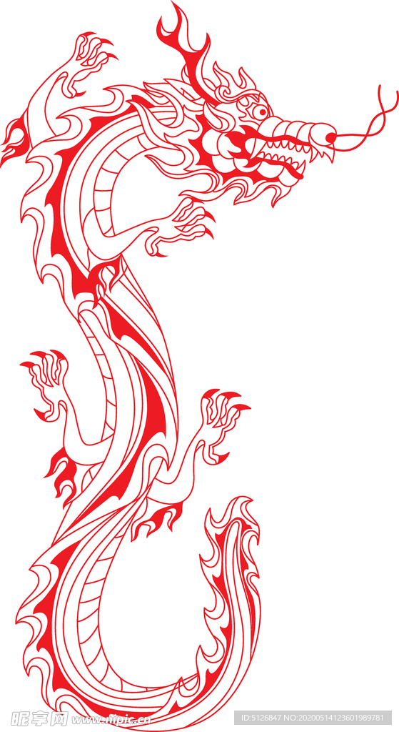 中国龙 传统龙 龙手绘 线描