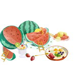 简约小清新夏季西瓜冰激凌大餐