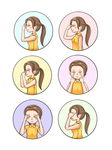 卡通可爱做眼睛保健操的少女学生