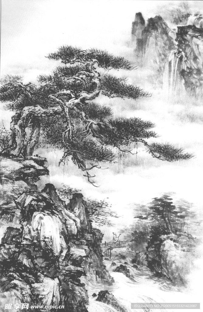 速写风景国画图案