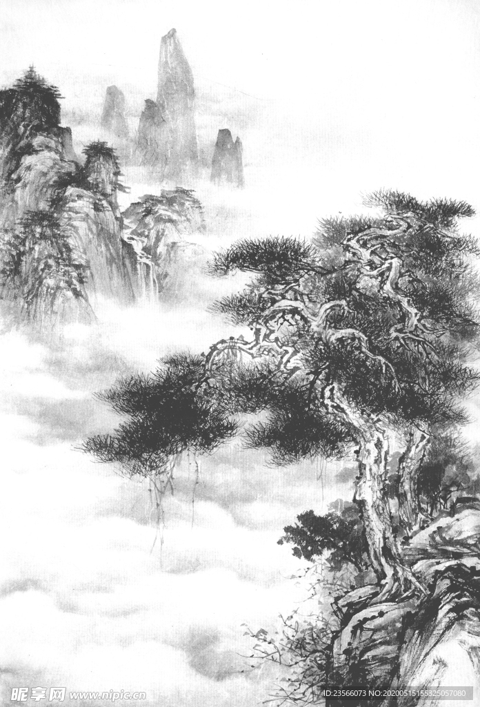 速写风景国画图案