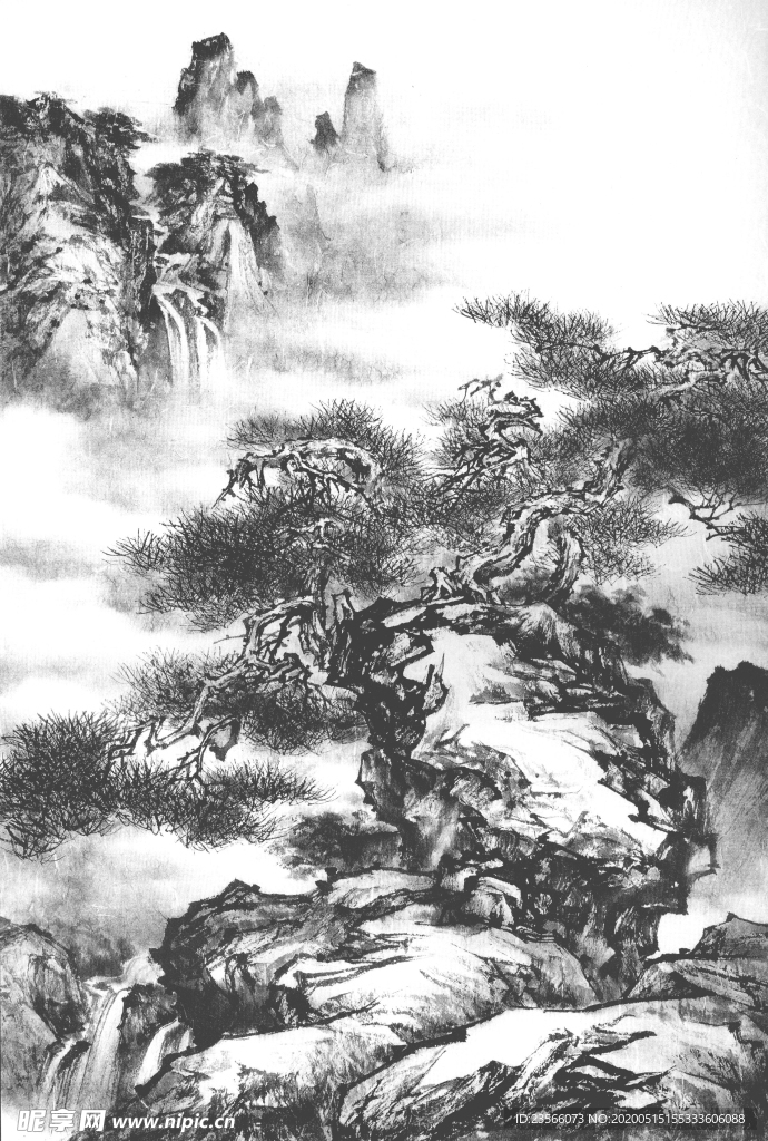 速写风景国画图案