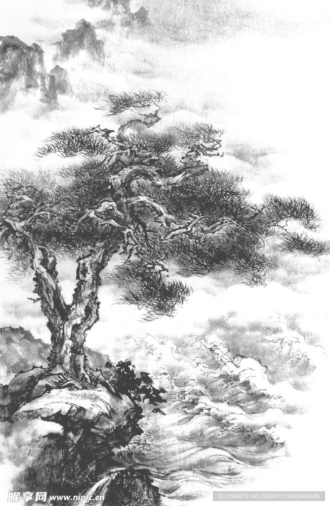 速写风景国画图案