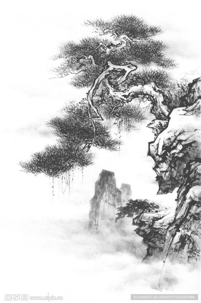 速写风景国画图案