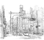 速写风景绘画图案