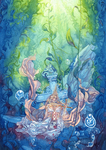 东方奇幻主题水彩插画