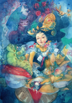 东方奇幻主题水彩插画