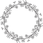 黑白手绘花环