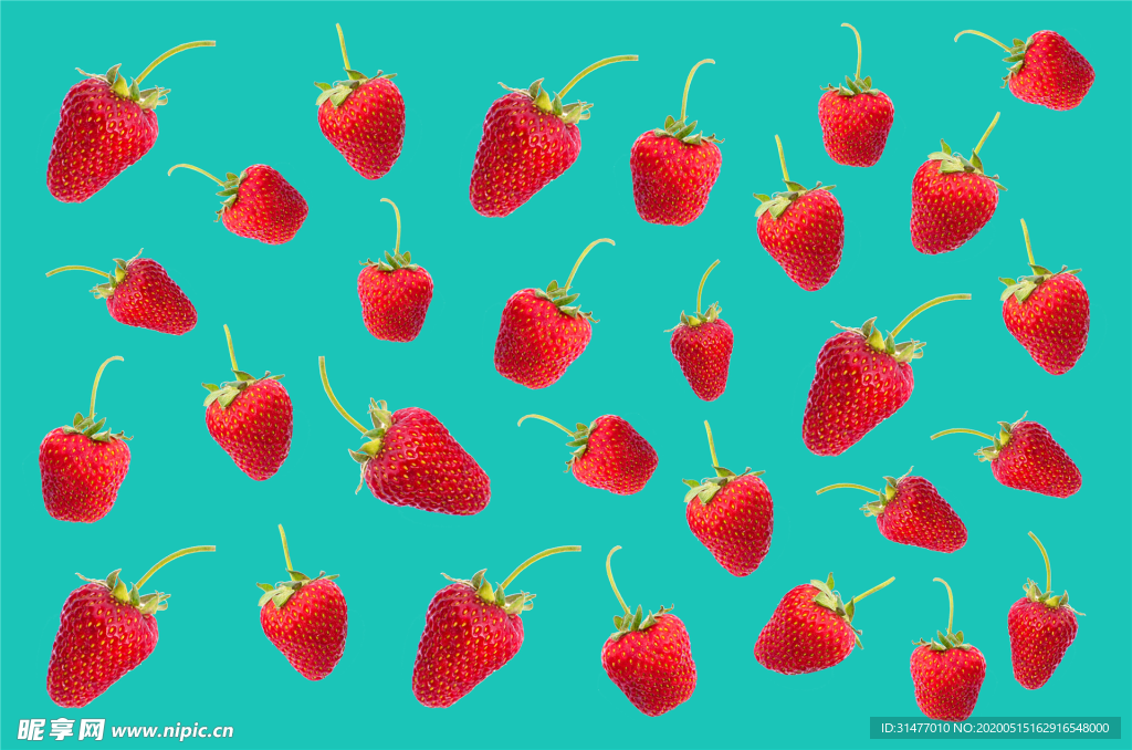 平铺的草莓 水果