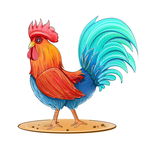 矢量手绘卡通公鸡