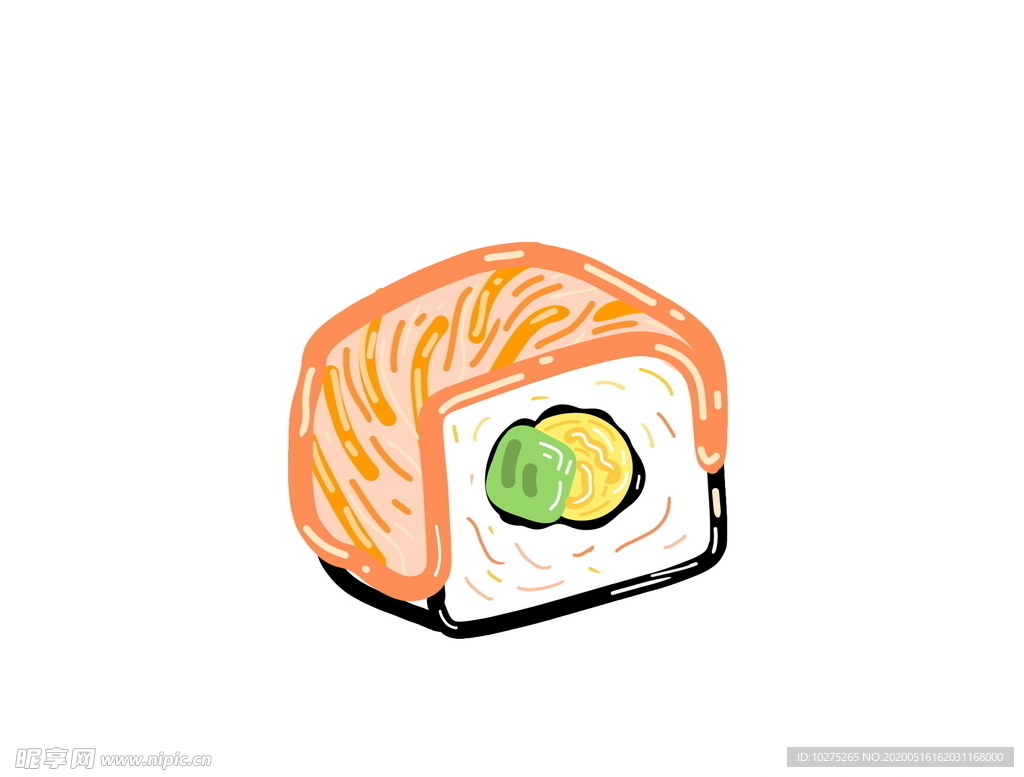 手绘三文鱼寿司简笔画
