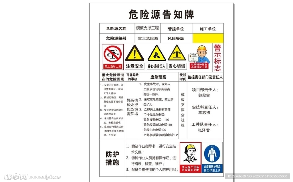 危险源告知牌-模板支撑工程