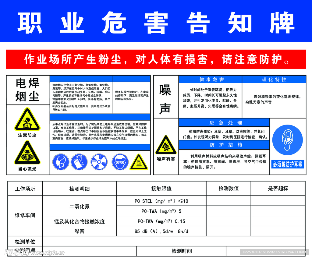 职业危害告知牌