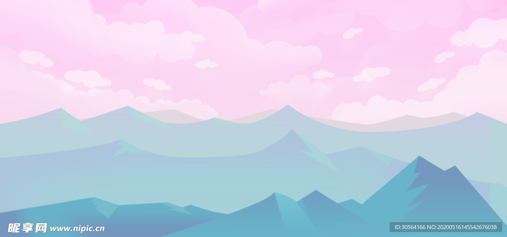 插画卡通山水远景高端背景素材