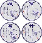 釉中青花杯盖