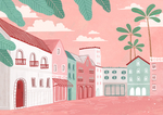卡通城市插画