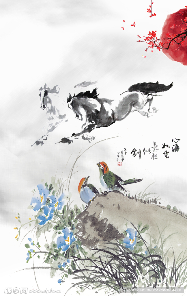 古风中式水墨水彩背景素材
