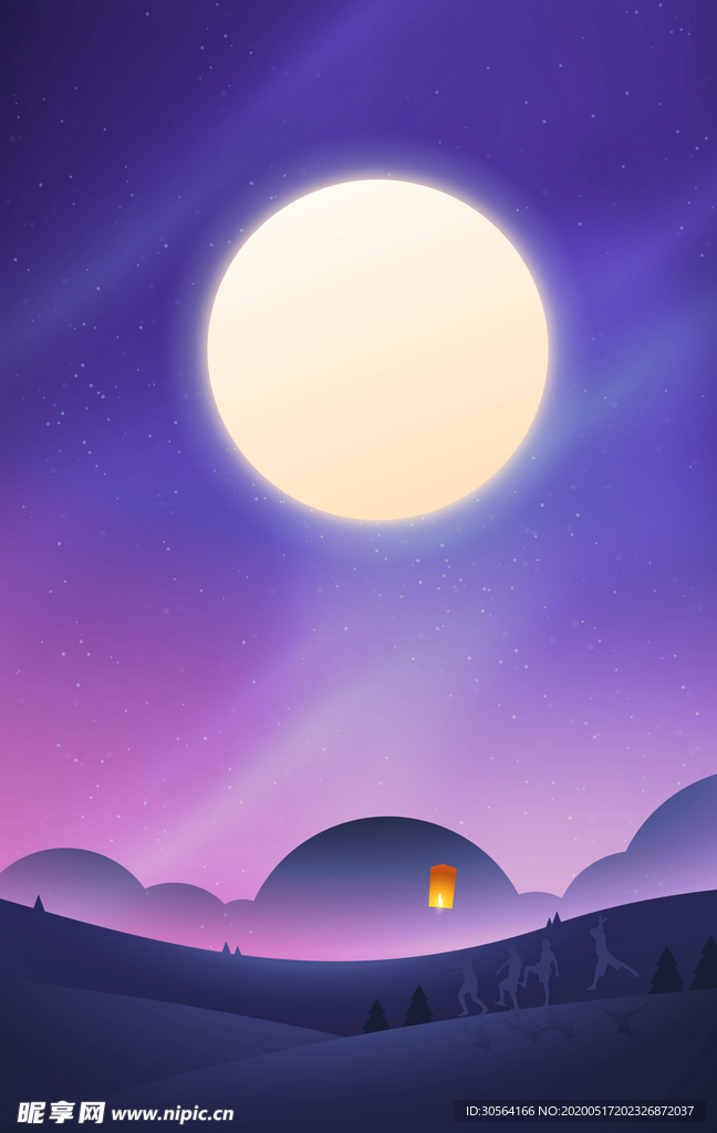 月圆中秋端午满月灯笼孔明灯背景